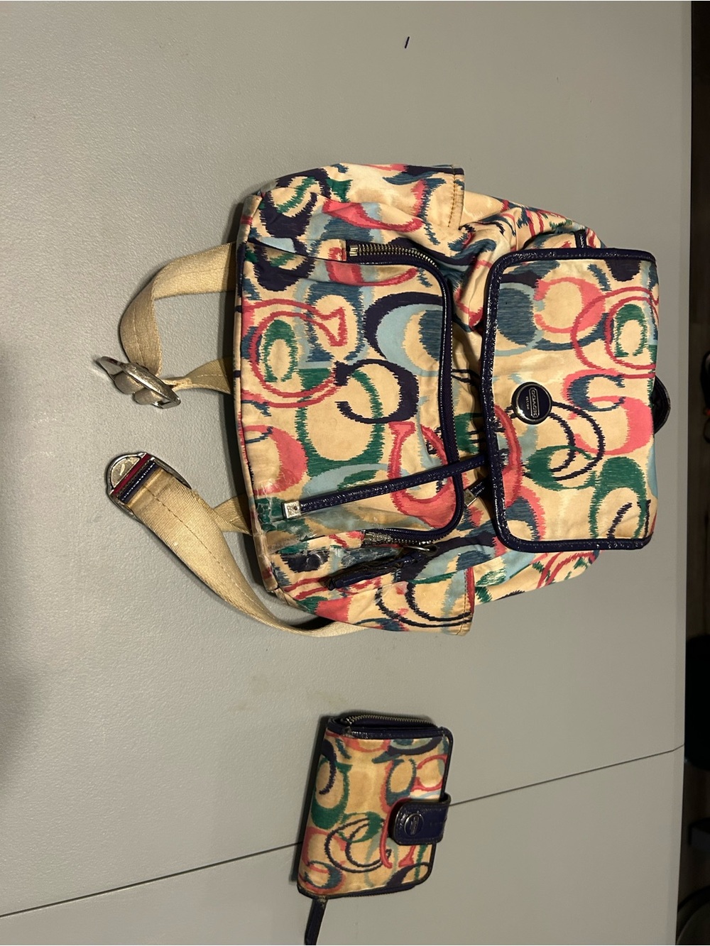 Coach Multicolor Backpack and Wallet set